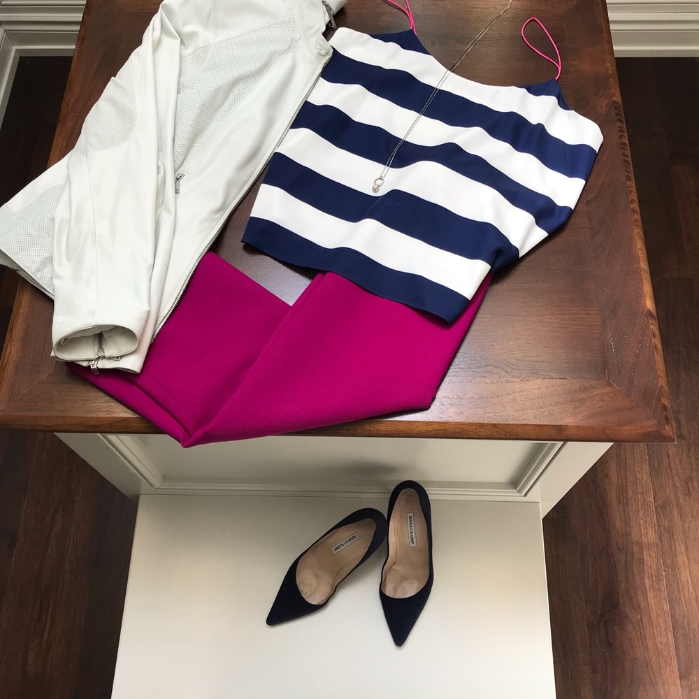 Tibi Striped Crepe Tank